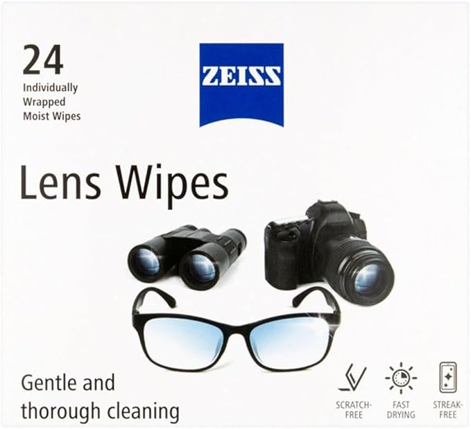 ZEISS Lens Wipes – 24 Individually Wrapped Moist Wipes